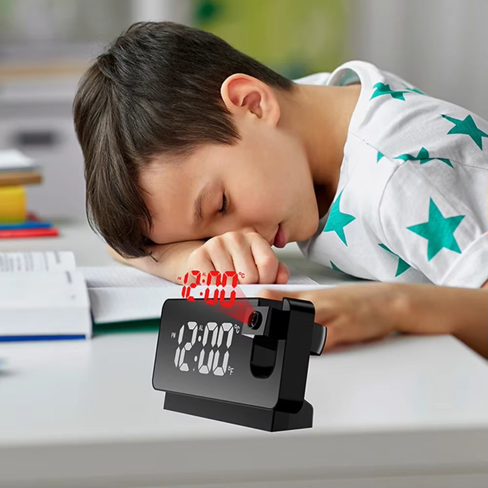 🕒 GlowTime™ Projection Alarm Clock – LED Display with Temperature & 180° Ceiling Projection