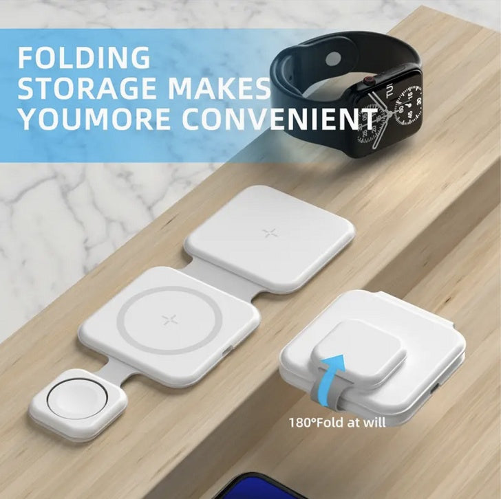 3-in-1 Magnetic Foldable Wireless Charger—Power Up Anytime, Anywhere!