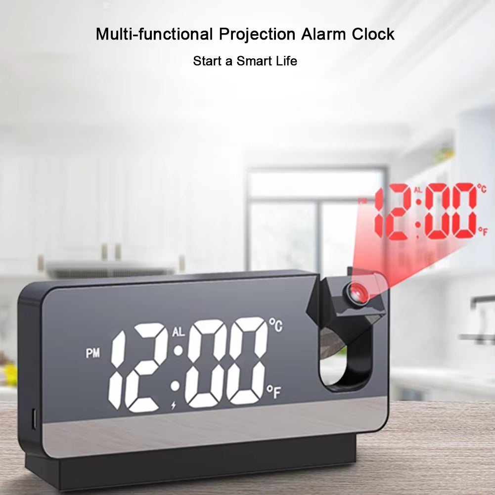 🕒 GlowTime™ Projection Alarm Clock – LED Display with Temperature & 180° Ceiling Projection
