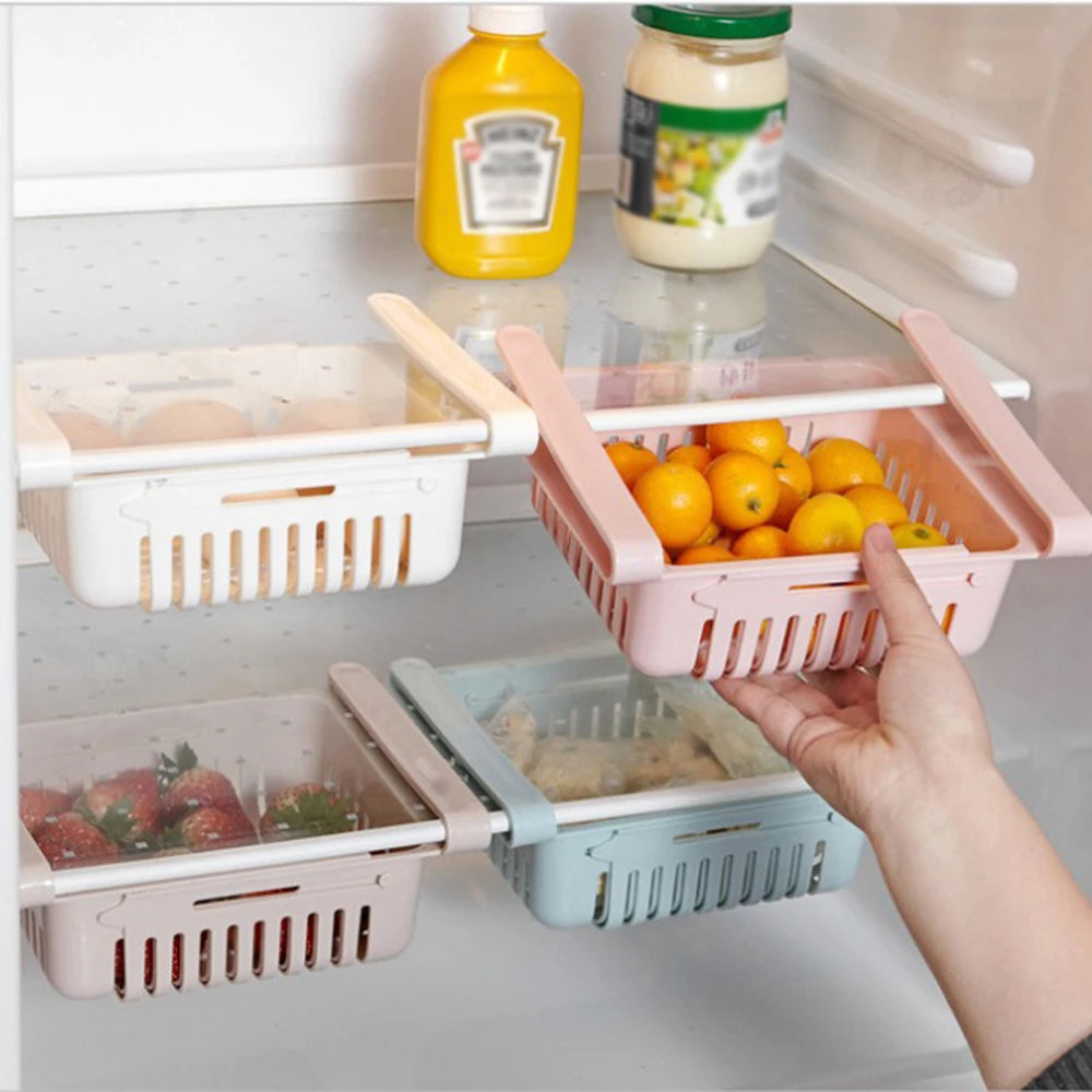 🧊 Maximize Your Kitchen Space – Multi-Functional Refrigerator Storage Basket
