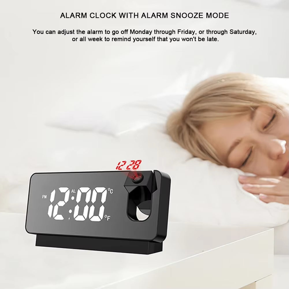 🕒 GlowTime™ Projection Alarm Clock – LED Display with Temperature & 180° Ceiling Projection