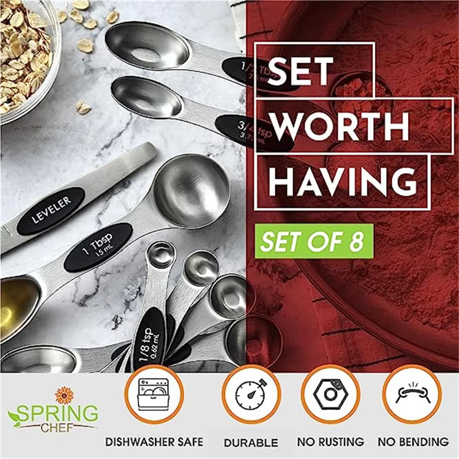 🌟 Effortless Precision in Every Pinch – 8-Piece Magnetic Measuring Spoon Set