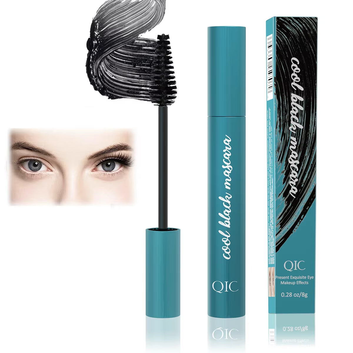 4D Volumizing, Thick and Curling Mascara Black Waterproof Non-Smudged Long Cool Black Mascara