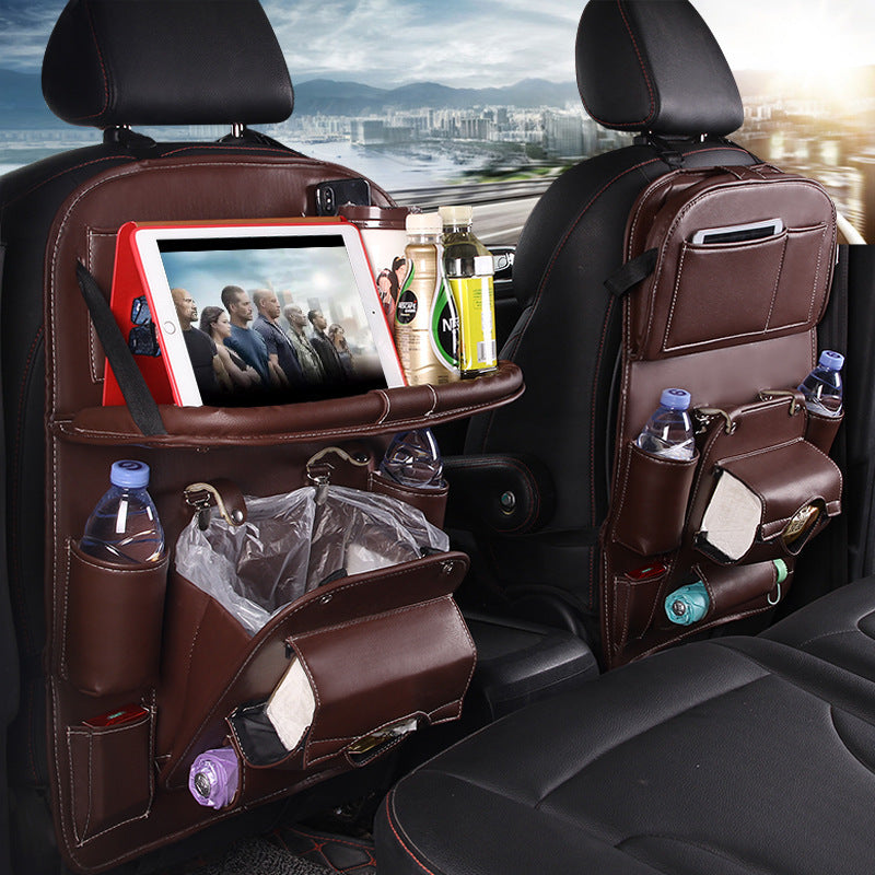 Keep Your Car Clutter-Free with the Ultimate PU Leather Multifunctional Seat Back Organizer!
