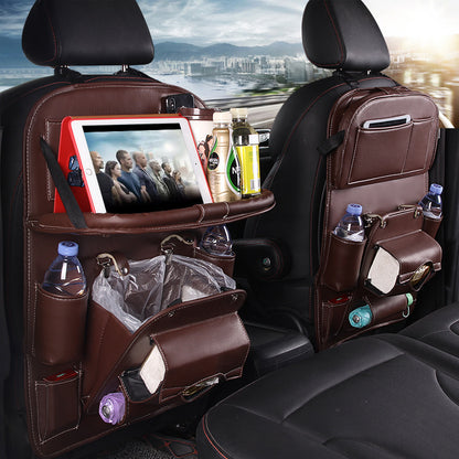Keep Your Car Clutter-Free with the Ultimate PU Leather Multifunctional Seat Back Organizer!