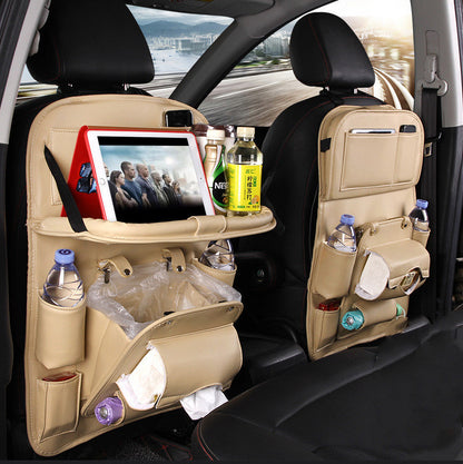 Keep Your Car Clutter-Free with the Ultimate PU Leather Multifunctional Seat Back Organizer!