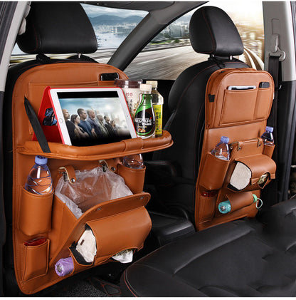 Keep Your Car Clutter-Free with the Ultimate PU Leather Multifunctional Seat Back Organizer!