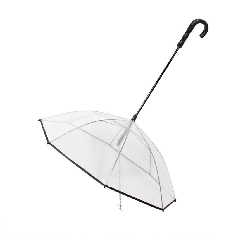 Stay Dry & Stylish – Transparent Dog Umbrella with Leash for Rainy Walks!" ☔