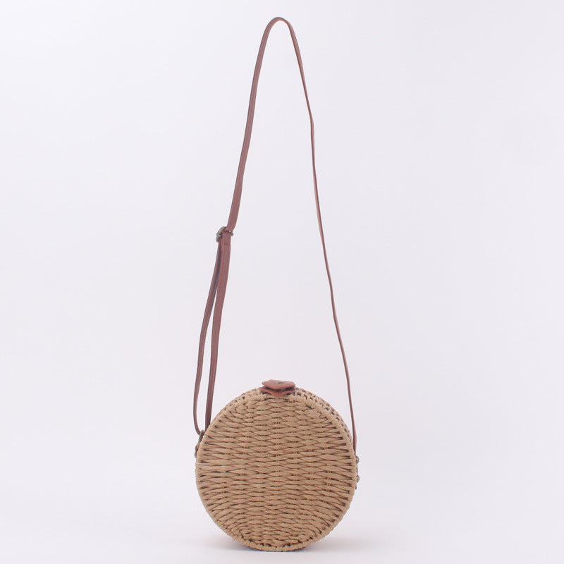 Round Straw Bags Women Summer Rattan Bag Handmade Woven Beach Cross Body Bag