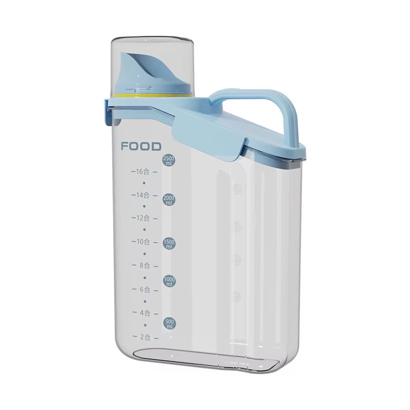 Multi-Purpose SmartSeal™ Storage Dispenser – Airtight, Mess-Free with Built-in Measuring Cup – For Grains, Flour, Cereal & More