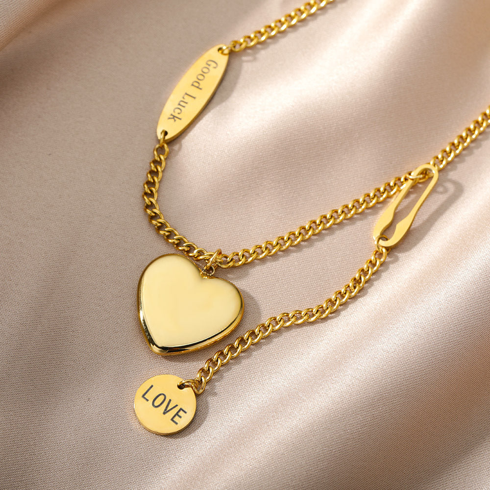 Eternal Love: Multilayer Heart & Moon Pendant Necklace – Timeless Elegance for Every Occasion" ✨