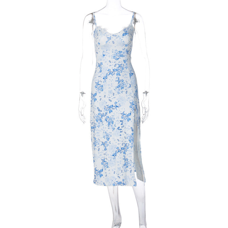 FloralGrace Suspender Maxi Dress