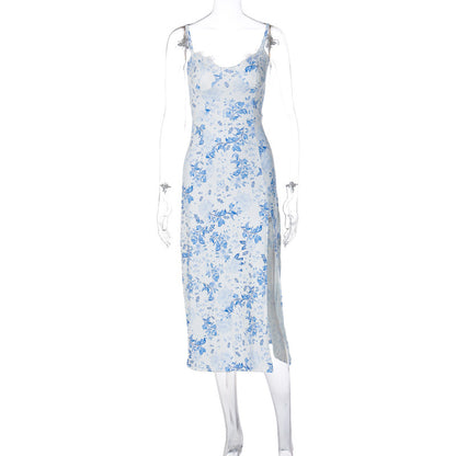 FloralGrace Suspender Maxi Dress