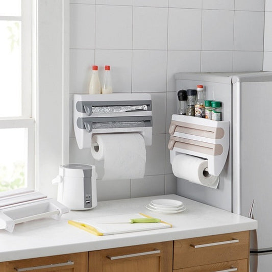 Declutter Your Kitchen & Keep Everything Within Reach—The 4-in-1 Wall-Mounted Kitchen Roll Holder!