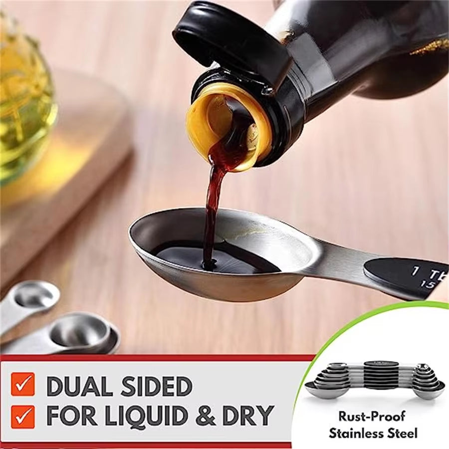 🌟 Effortless Precision in Every Pinch – 8-Piece Magnetic Measuring Spoon Set