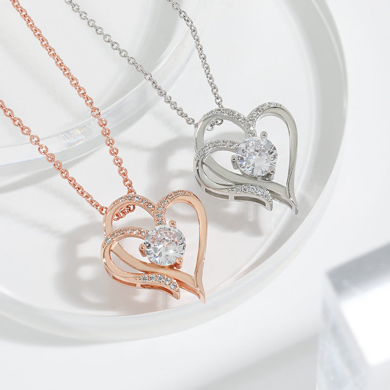 Sparkling Double Love Necklace