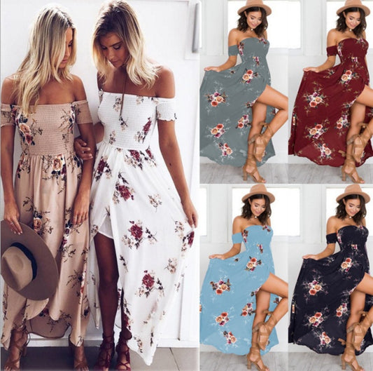 Wanderlust Boho Off-Shoulder Maxi – Free-Spirit Summer Essential