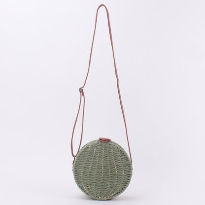 Round Straw Bags Women Summer Rattan Bag Handmade Woven Beach Cross Body Bag