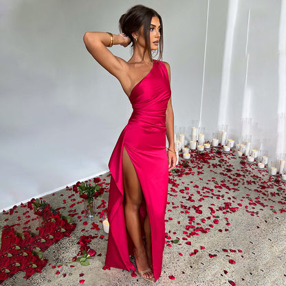 Elysian One-Shoulder Satin Dress