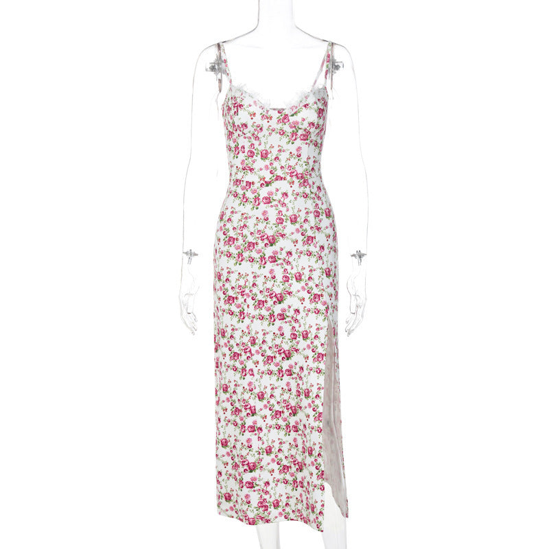 FloralGrace Suspender Maxi Dress