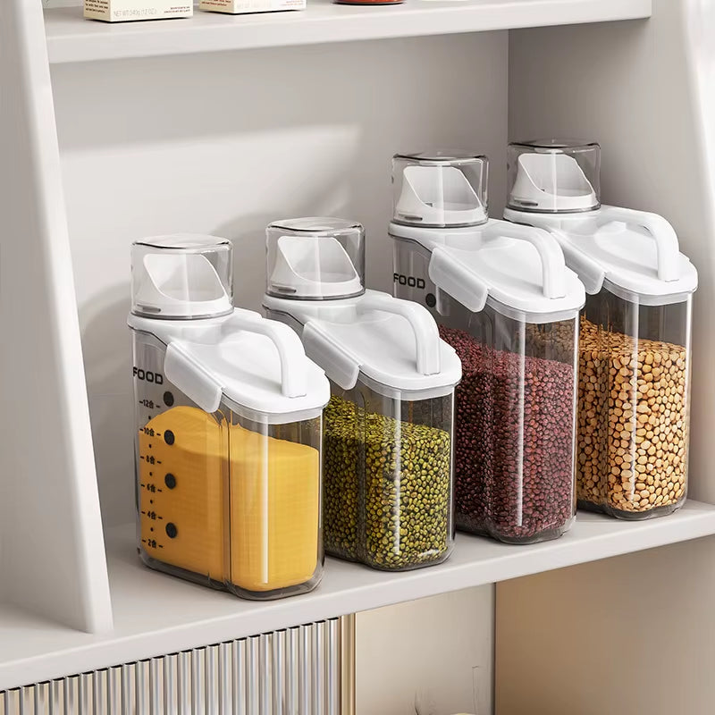 Multi-Purpose SmartSeal™ Storage Dispenser – Airtight, Mess-Free with Built-in Measuring Cup – For Grains, Flour, Cereal & More