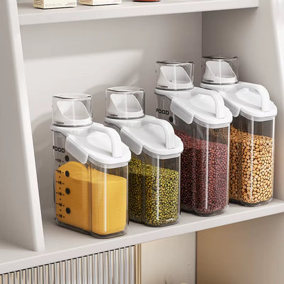 Multi-Purpose SmartSeal™ Storage Dispenser – Airtight, Mess-Free with Built-in Measuring Cup – For Grains, Flour, Cereal & More