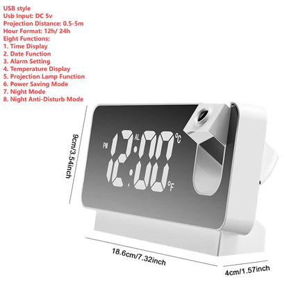 🕒 GlowTime™ Projection Alarm Clock – LED Display with Temperature & 180° Ceiling Projection