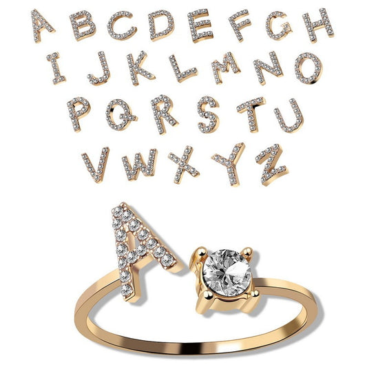 AlphaCharm 26-Letter Initial Ring