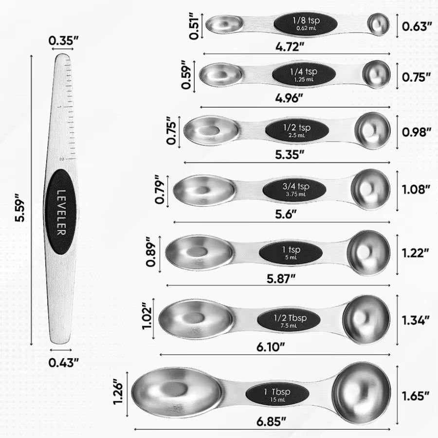 🌟 Effortless Precision in Every Pinch – 8-Piece Magnetic Measuring Spoon Set