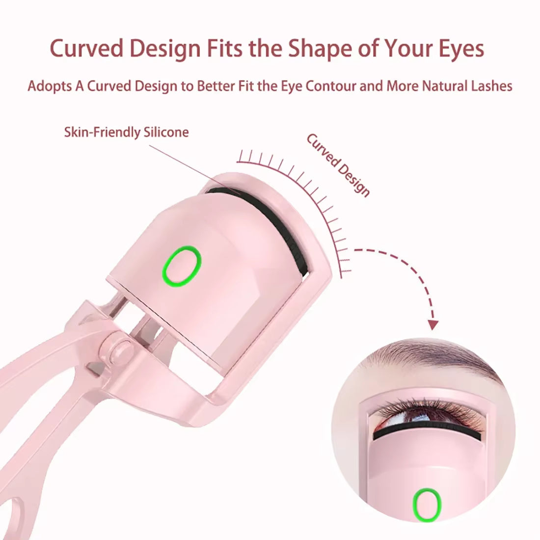 1Pc Heated Eyelash Curler Electric Eye Lash Curler Quick Natural Curling for Long Lasting with Sensing Heating Silicone Pad