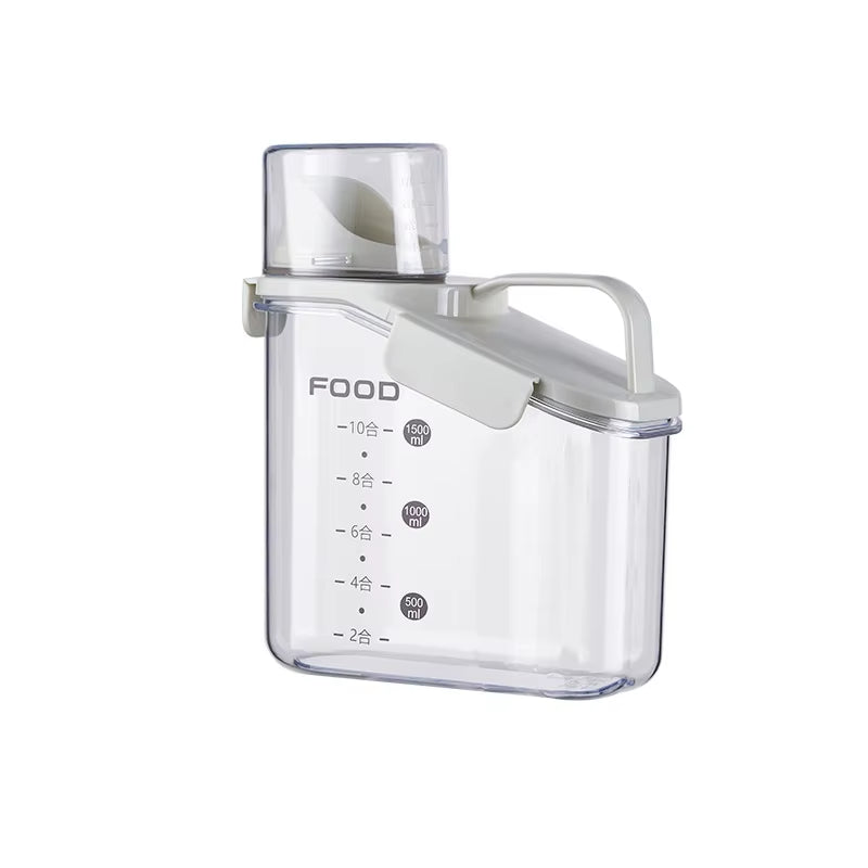 Multi-Purpose SmartSeal™ Storage Dispenser – Airtight, Mess-Free with Built-in Measuring Cup – For Grains, Flour, Cereal & More