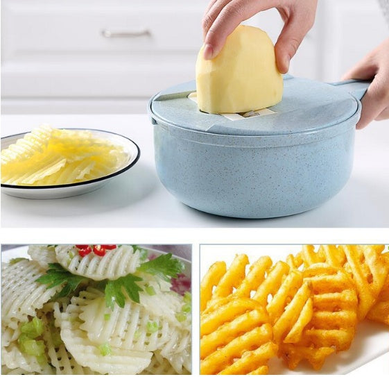 Ultimate 8-in-1 Vegetable Slicer & Grater – Speed Up Meal Prep, Effortless Cutting, & Mess-Free Cooking! ️