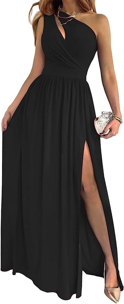 LuxeCurve One-Shoulder Maxi Dress