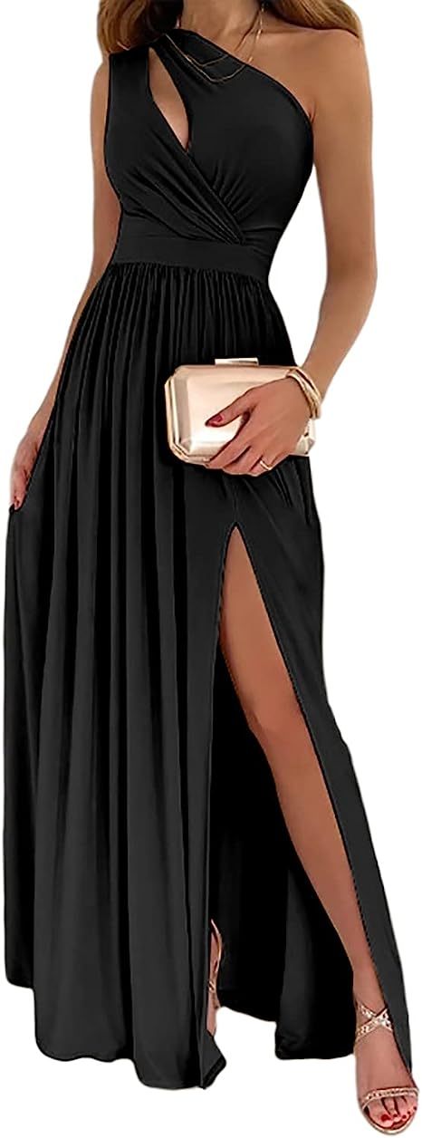 LuxeCurve One-Shoulder Maxi Dress