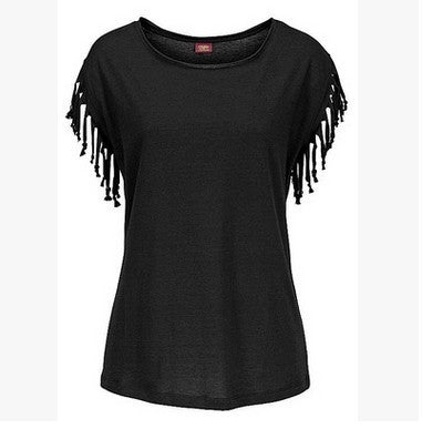 BohoTassel™ Plus Size Fringe Sleeve Cotton T-Shirt – Effortless Style Meets Everyday Comfort