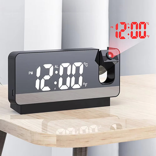 🕒 GlowTime™ Projection Alarm Clock – LED Display with Temperature & 180° Ceiling Projection