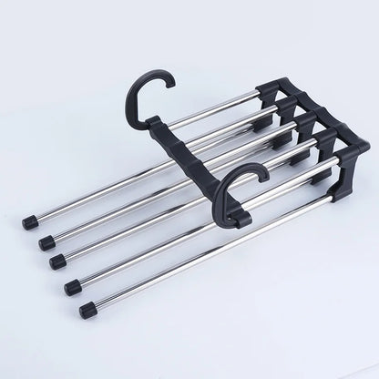 5 in 1 Magic Trousers Rack Closet Storage Organizer Multi-Layer Pants Rack Folding Clothing Hanger Wardrobe Storage Organization