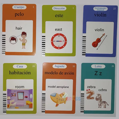 Educational Learning Talking Flash Cards for Kids, Audio Book, Gift, English Language, Russian, Spanish, French