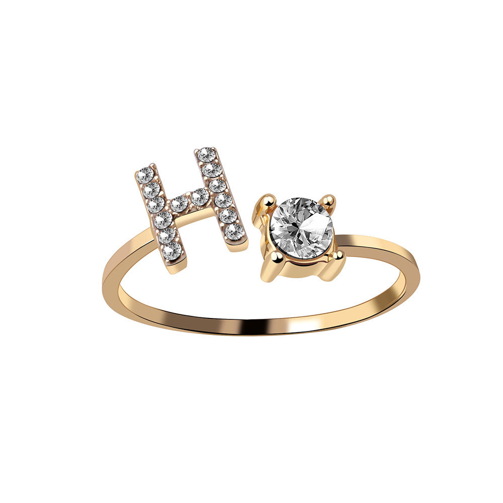 AlphaCharm 26-Letter Initial Ring