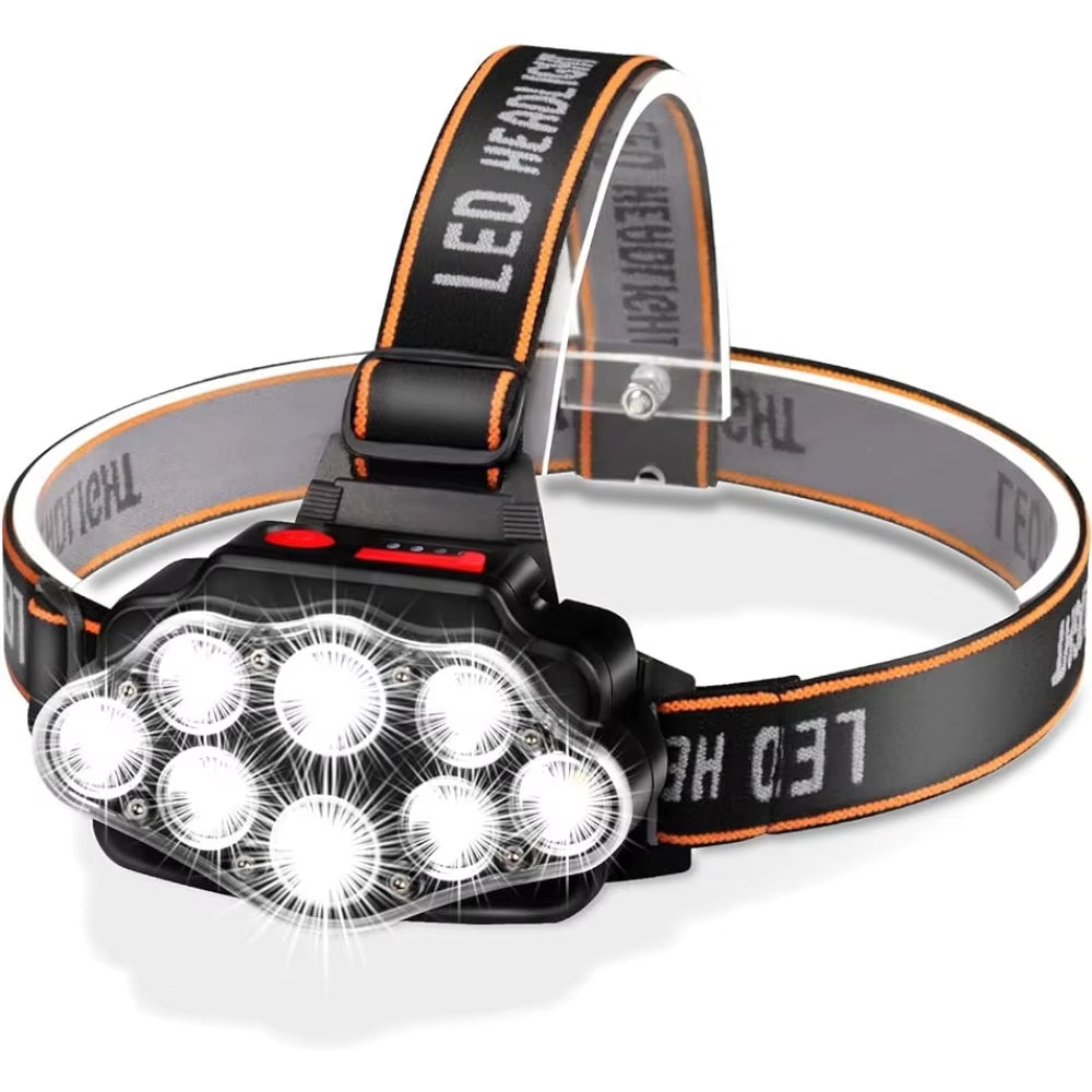 LED Usb Rechargeable Headlamp High Lumen Bright Head Lamp with 8 LED USB Headlight IPX4 Waterproof Head Flashlight Camping Light