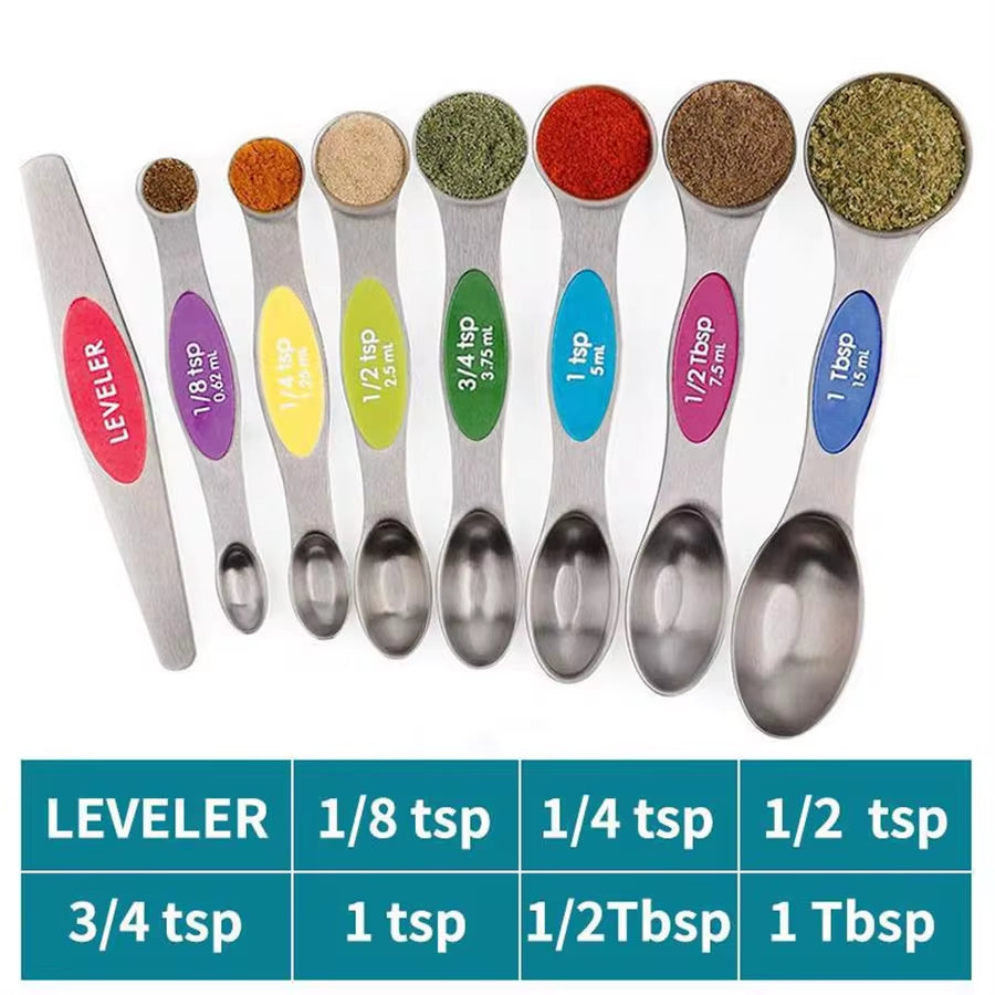 🌟 Effortless Precision in Every Pinch – 8-Piece Magnetic Measuring Spoon Set