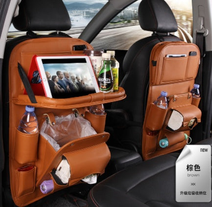 Keep Your Car Clutter-Free with the Ultimate PU Leather Multifunctional Seat Back Organizer!