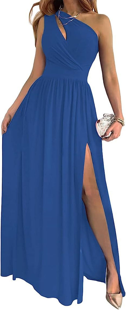 LuxeCurve One-Shoulder Maxi Dress