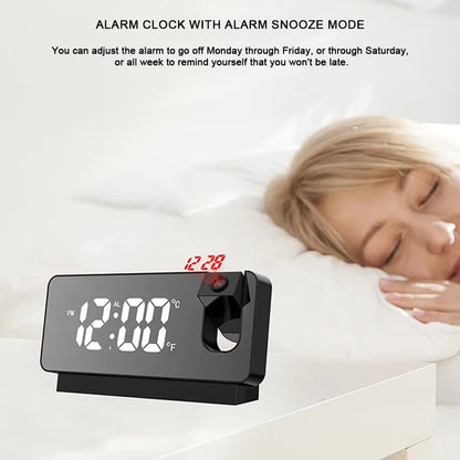 🕒 GlowTime™ Projection Alarm Clock – LED Display with Temperature & 180° Ceiling Projection