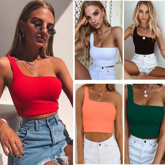 VivaChic One-Shoulder Crop Top